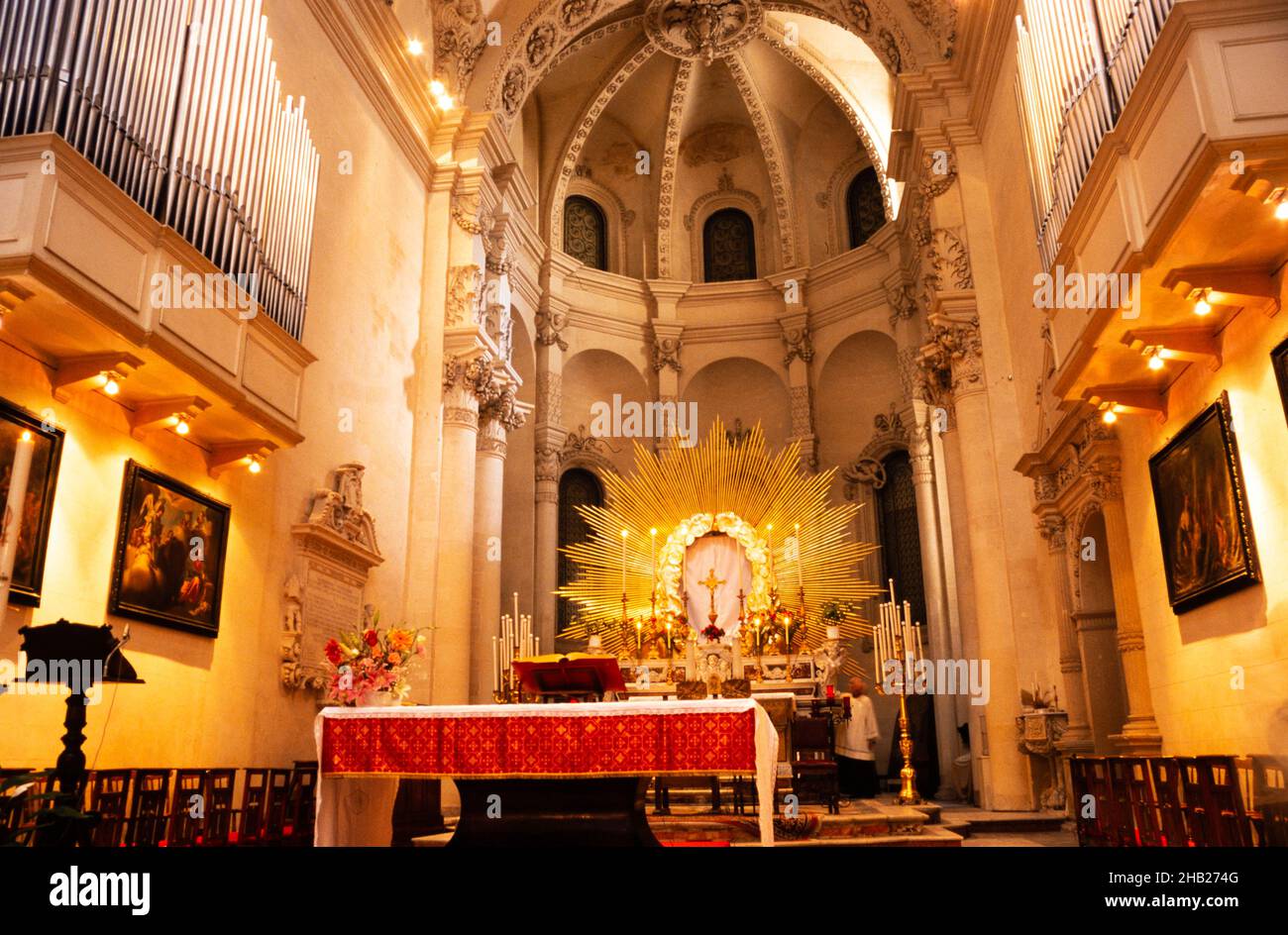 Interior of cathedral Assumption of the Virgin Mary church Lecce, Apulia, Italy in 1999 Stock Photo