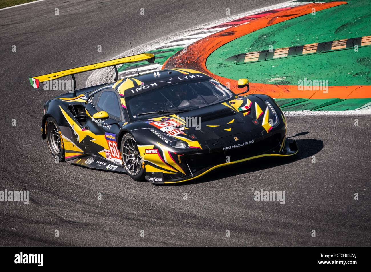 #60, IRON LYNX, ITA, Ferrari 488 GTE EVO, Claudio Schiavoni (ITA), Giorgio Sernagiotto (ITA), Paolo Ruberti (ITA) 2021 European Le Mans Series, Monza, Stock Photo