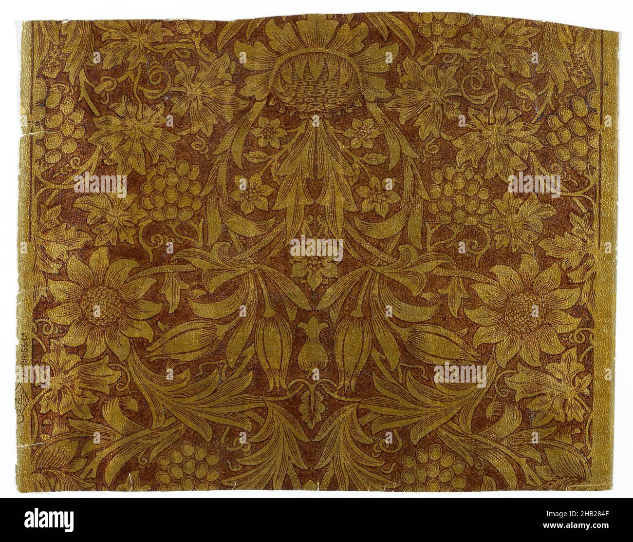 Wallpaper, Sunflower pattern, Paper, designed ca. 1879, printed later, 22 1/2 x 17 3/4 in., 57.2 x 45.1 cm, botanical, décor, fabric design, interior decorating, interior design, textile design, wall treatment, wall-decoration Stock Photo