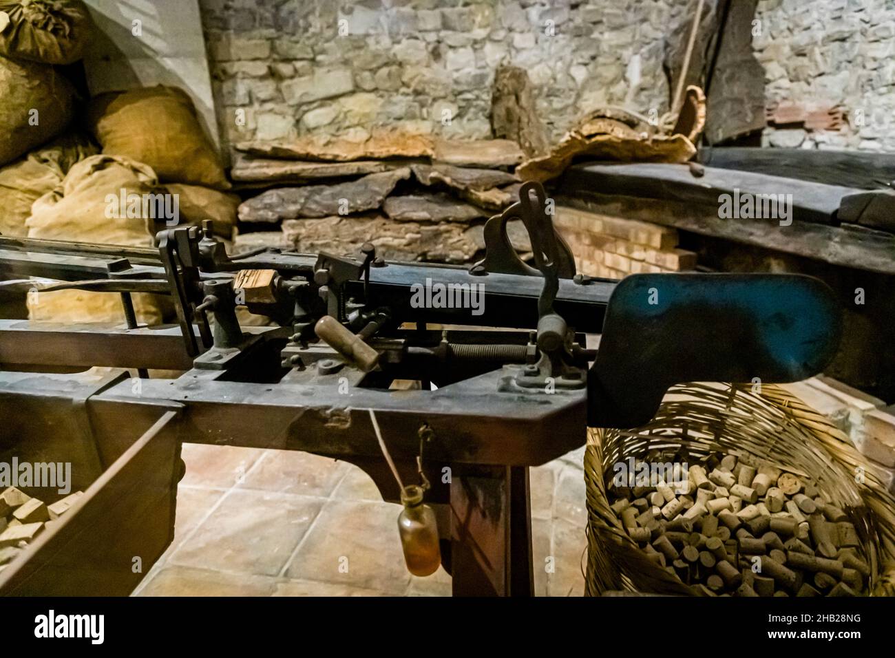 Cork production equipment in the museum of Arts & Traditions Populaires in Draguignan, France Stock Photo