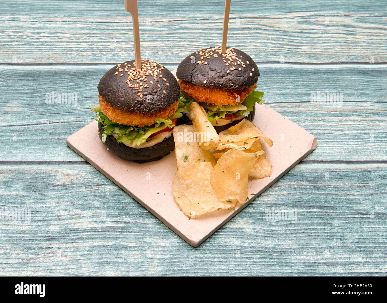 Pescado mini burgers...Spanish Tapas dishes Stock Photo