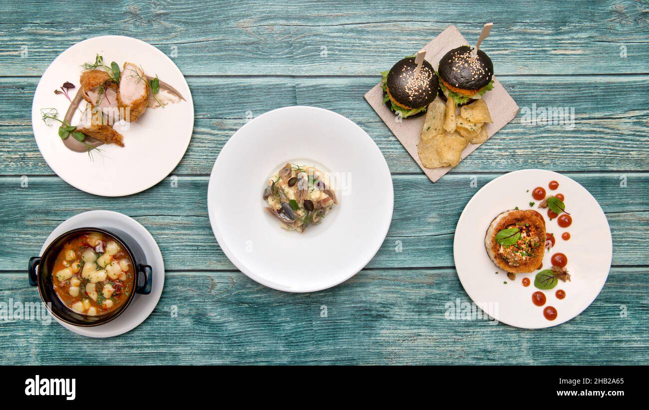 Selection of Spanish Tapas dishes Stock Photo