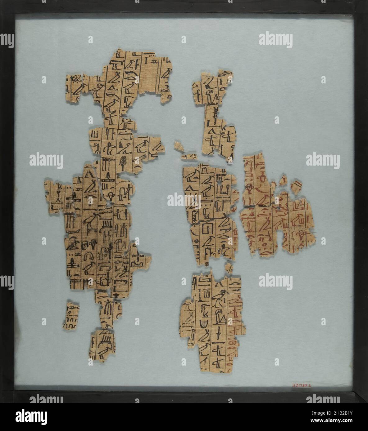 Fragments from a Book of the Dead, Papyrus, ink, ca. 1539-1190 B.C.E., early to mid Dynasty 18, New Kingdom, Glass: 12 3/16 x 13 1/2 in., 31 x 34.3 cm, ancient, Book of Dead, Book of the Dead, Ceremonial Implements, Dynasty 18, egypt, egyptian, fragments, heiroglyph, New Kingdom, new york historical society collection, papyri, papyrus, XVIII Dynasty, Alabaster, Bowl, Dynastic Period, Egypt, Egyptia, Bronze, Deity, egypt, egyptian, Female, Goddess, Late Period, Left leg advanced, Metal, Nephthys, new york historical society collection, Sculpture, Standing, statue, Statuette, Walking Stock Photo