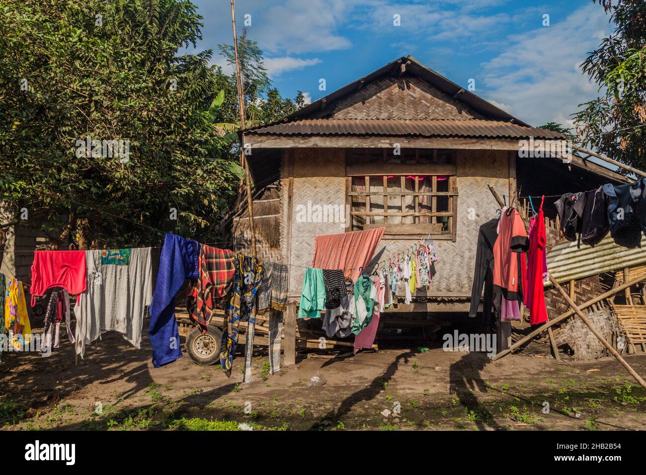 Simple local house in Santa Juliana village, Luzon island, Philippines ...