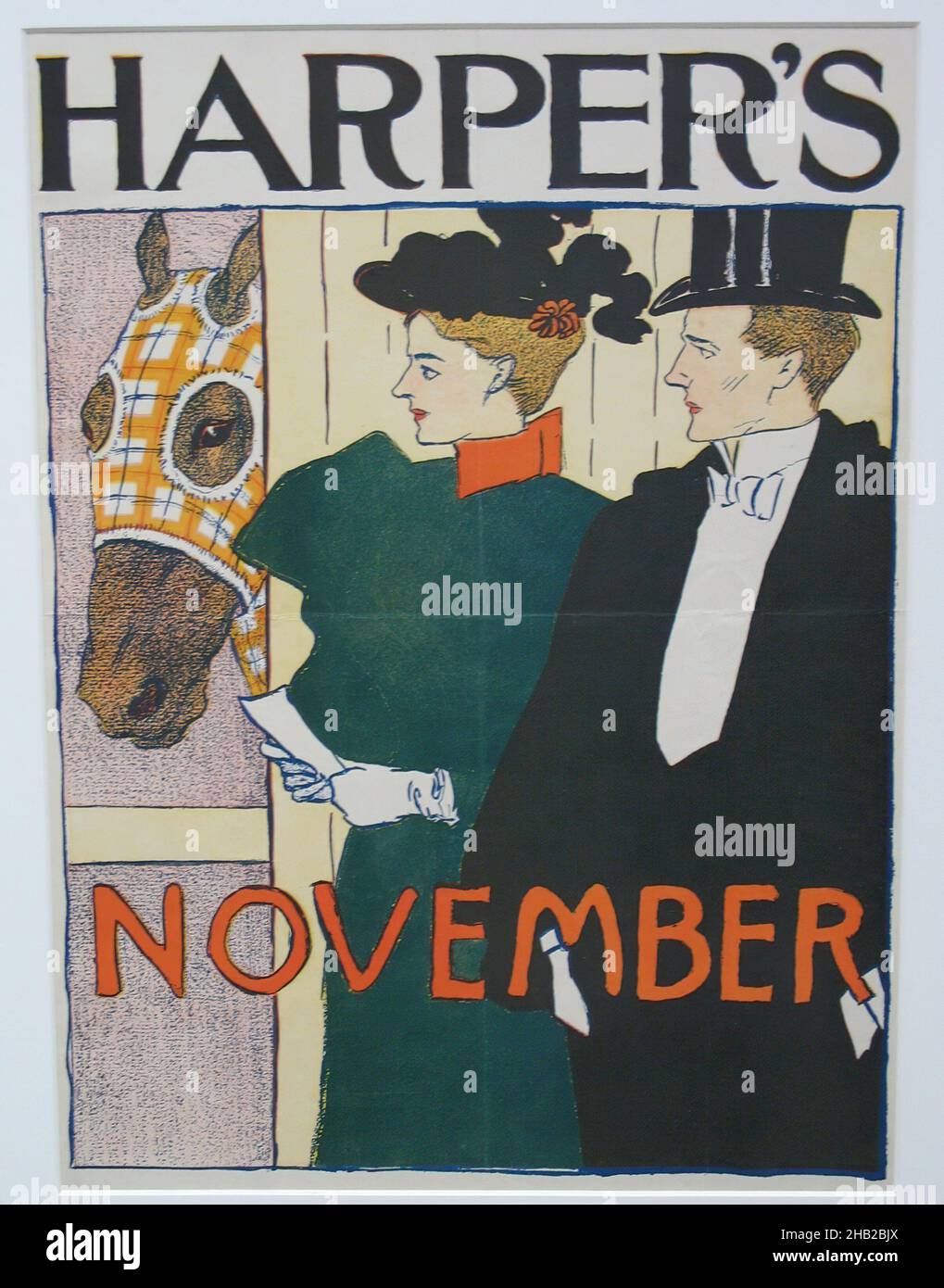 Harper's Poster - November 1895, Edward Penfield, American, 1866-1925, Lithograph on wove paper, 1895, sheet: 16 7/16 x 9 in., 41.7 x 22.8 cm Stock Photo