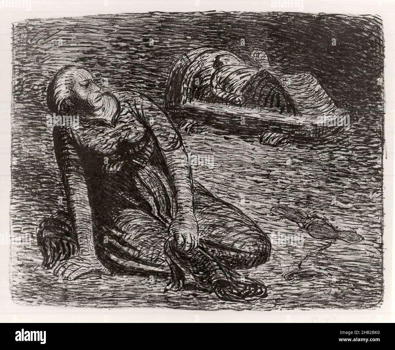 The Bloodstains 2, Der Blutflecken 2, The Dead Day, Der Tote Tag, Plate 16, Ernst Barlach, German, 1870-1938, Lithograph on wove buff paper, Germany, 1912, Image: 7 15/16 x 10 1/16 in., 20.2 x 25.6 cm Stock Photo