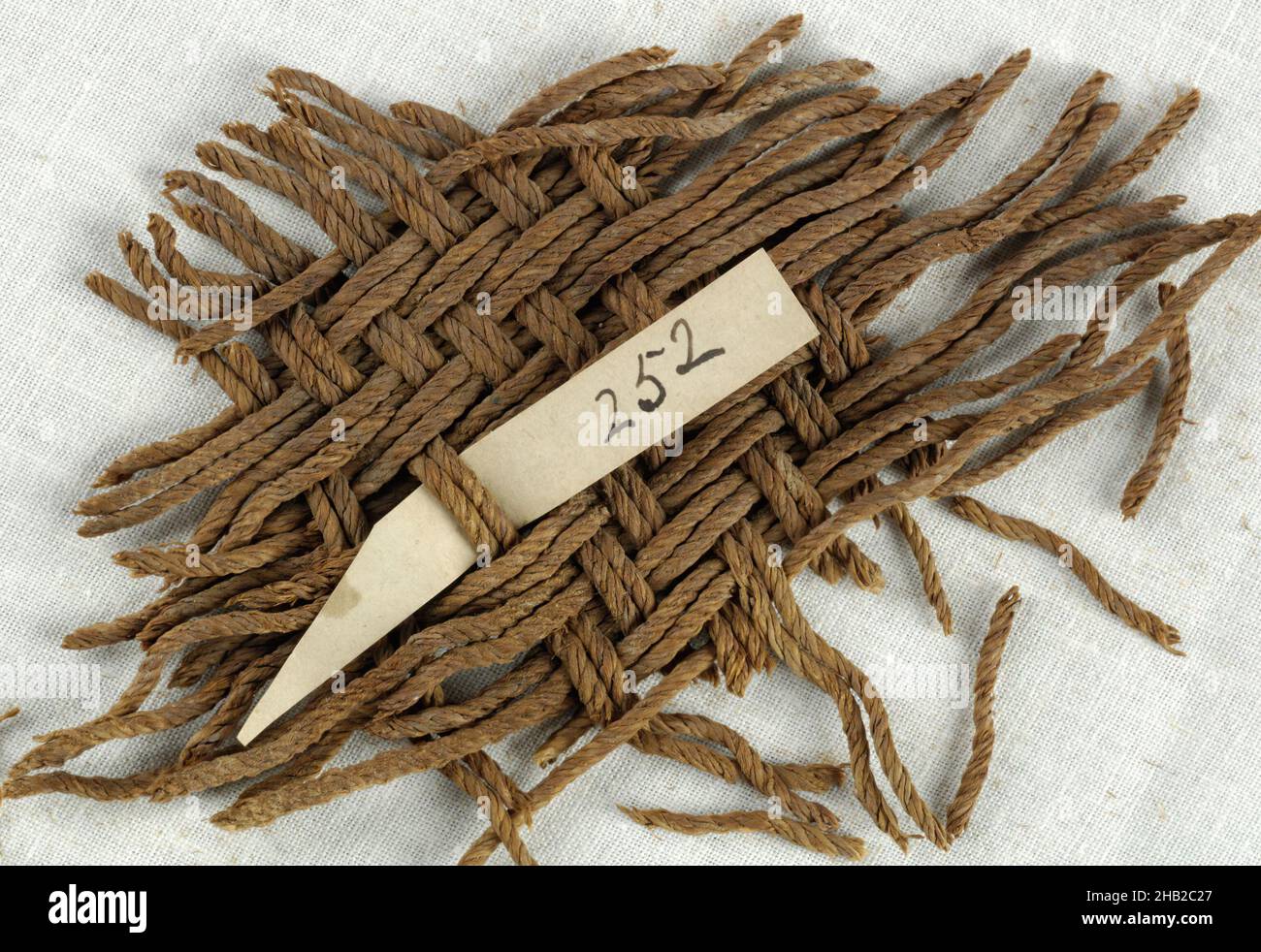 Basket Weave Mat Fragment, Coptic, 5th-7th century C.E., Late Antique Period, 3 1/2 x 4 in., 8.9 x 10.2 cm, Basketweave, Coptic, Coptic Period, Egypt, Egyptian, Fragment, Matting Stock Photo