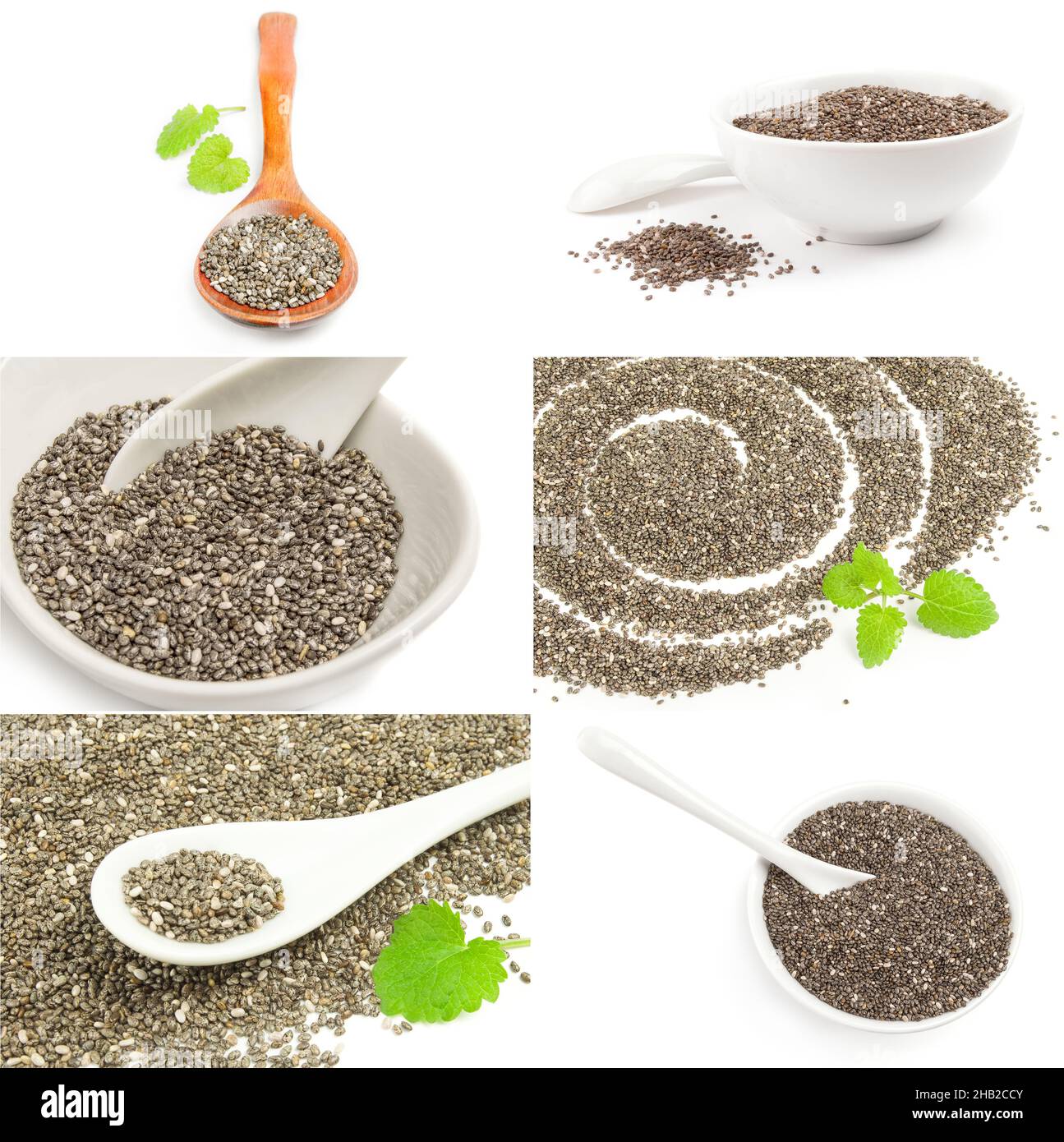 Collection of chia seeds isolated on a white background Stock Photo - Alamy