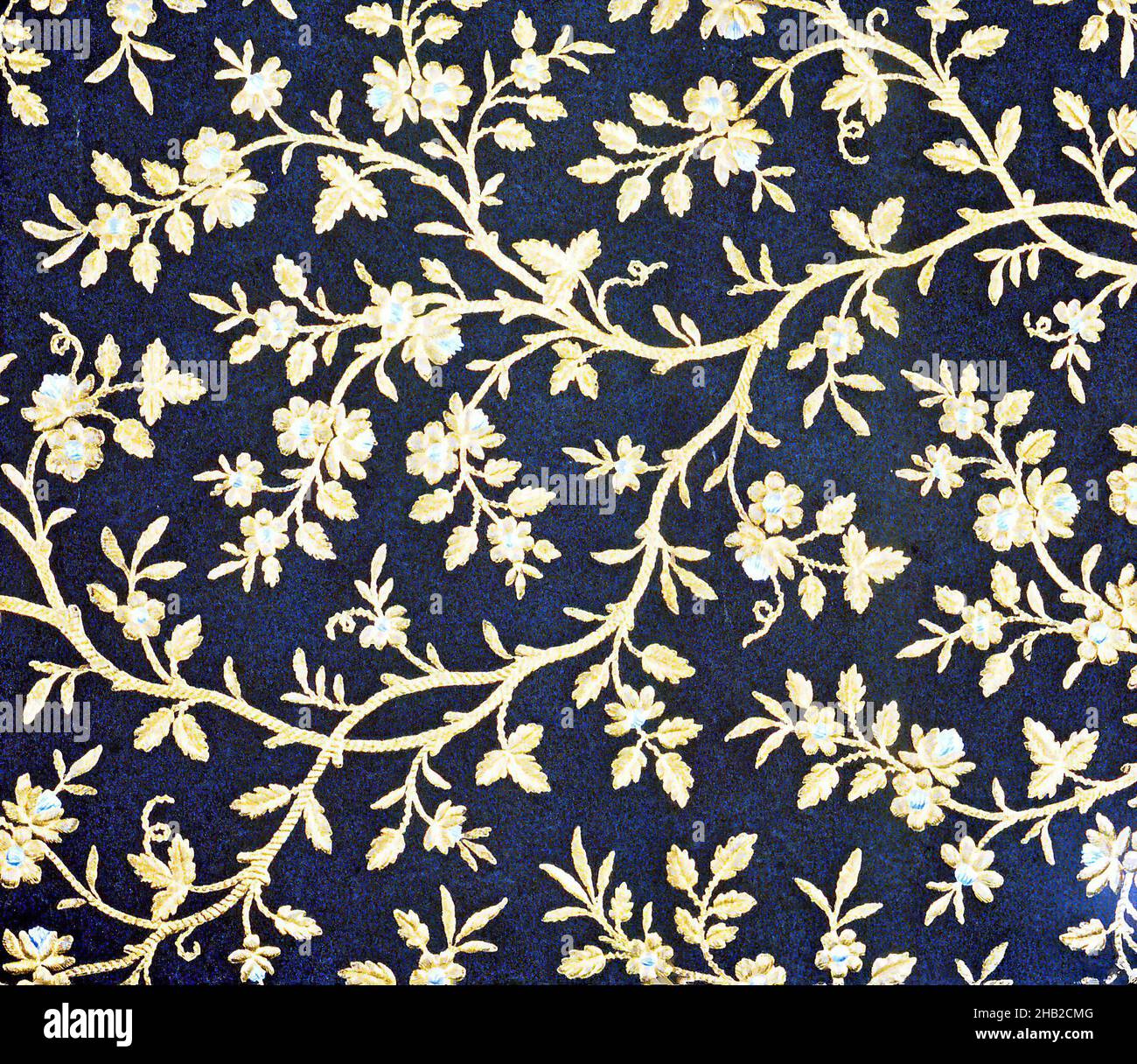 Wallpaper, Paper, ca. 1870-1890, 19 3/4 x 25 1/2 in., 50.2 x 64.8 cm, decorative, floral, flower, pattern, vines Stock Photo