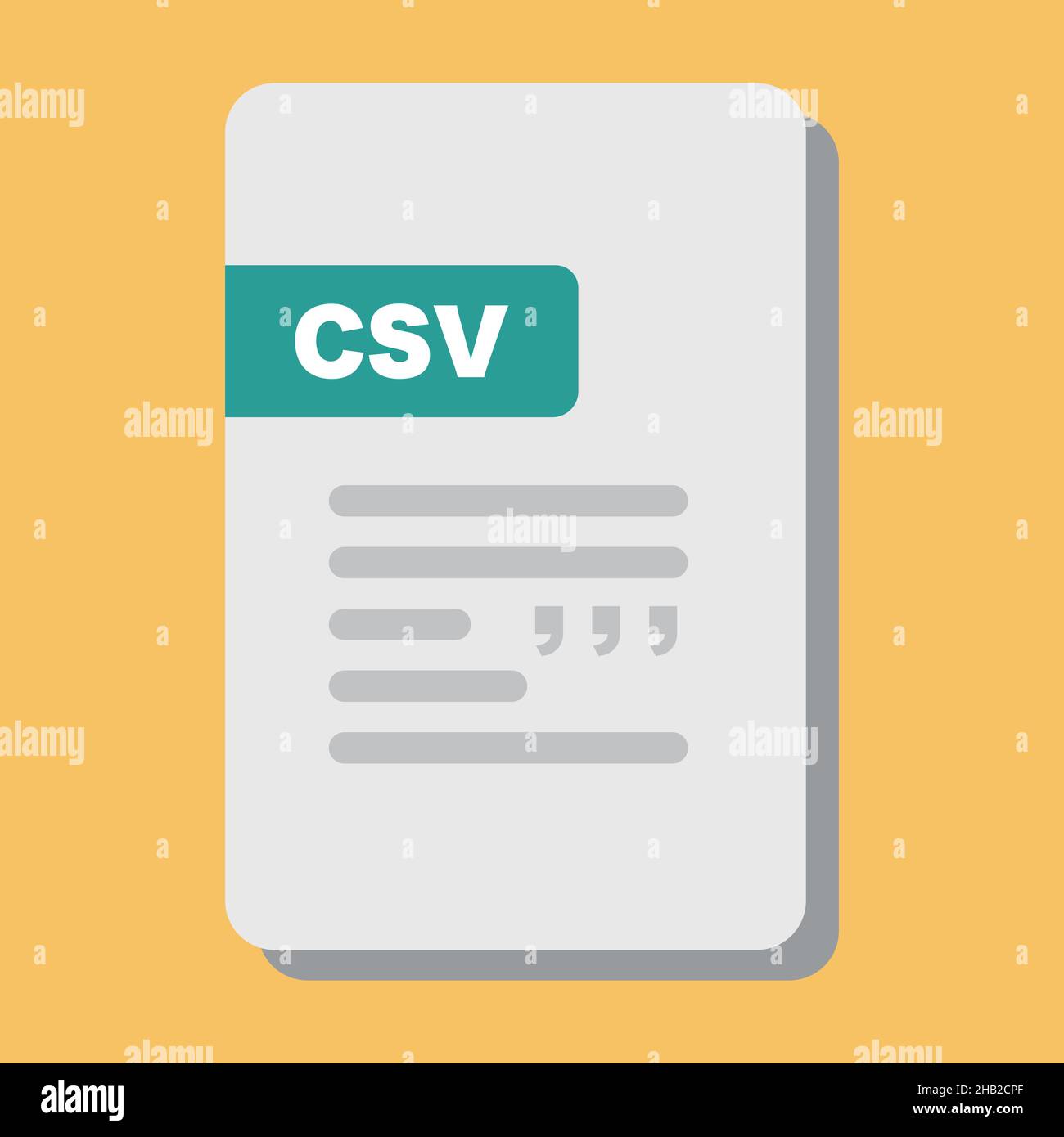 CSV file with a yellow background. Flat vector icon. Stock Vector