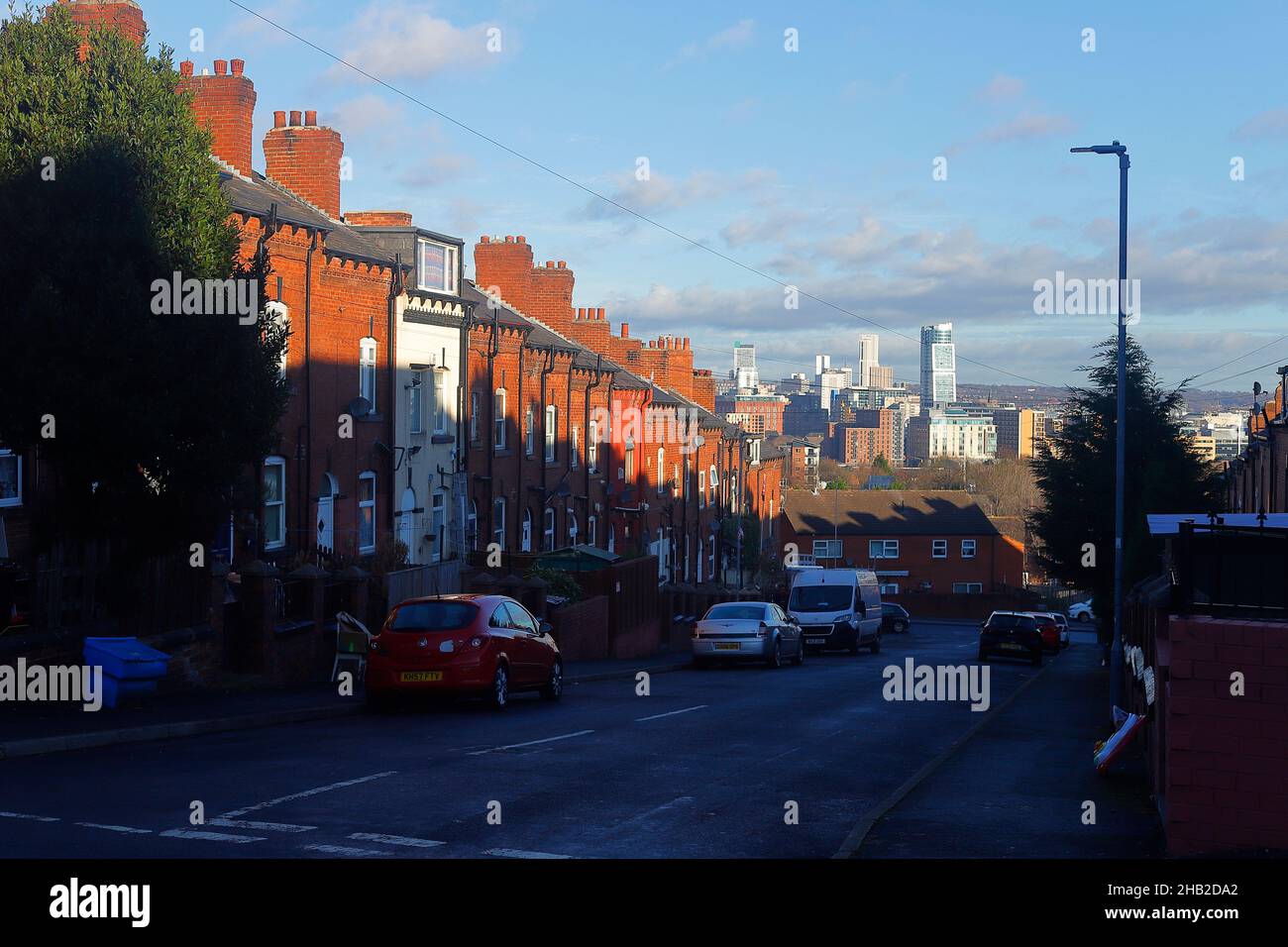 A view across Leeds City Centre from Beeston Hill Stock Photo Alamy