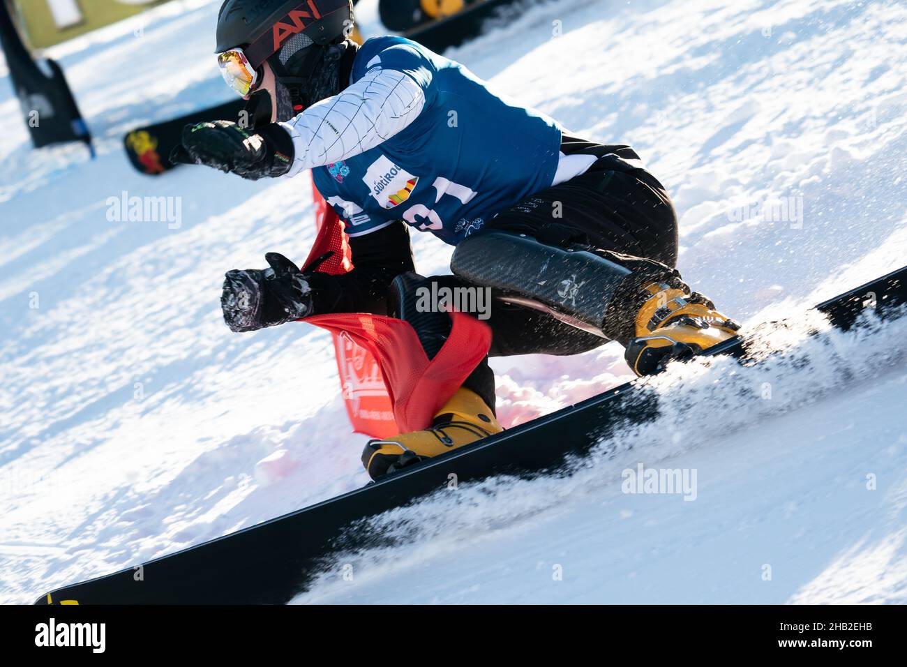 LOGINOV Dmitrii (RUS) competing in the Fis Snowboard World Cup 2022 Men's  Parallel Giant Slalom on the Pra Di Tori (Carezza) Course in the dolomite  mountain range. Credit: MAURO DALLA POZZA/Alamy Live