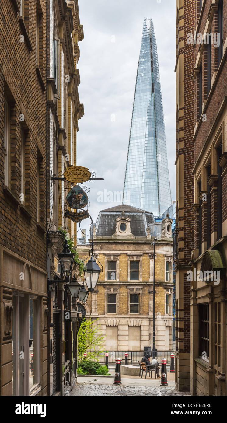 View of cobble stoned Lovat Lane Down past Walrus and Carpenter pub