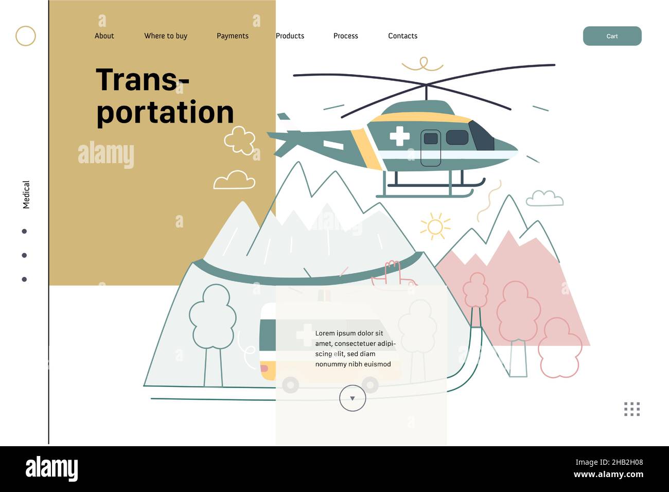 Medical transportation medical insurance web template modern flat