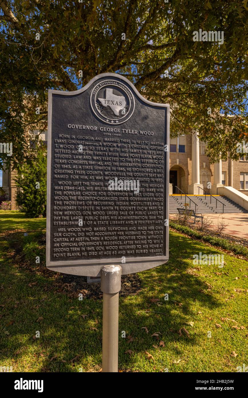 Coldspring, Texas, USA - October 17, 2021: Plaque telling the History ...
