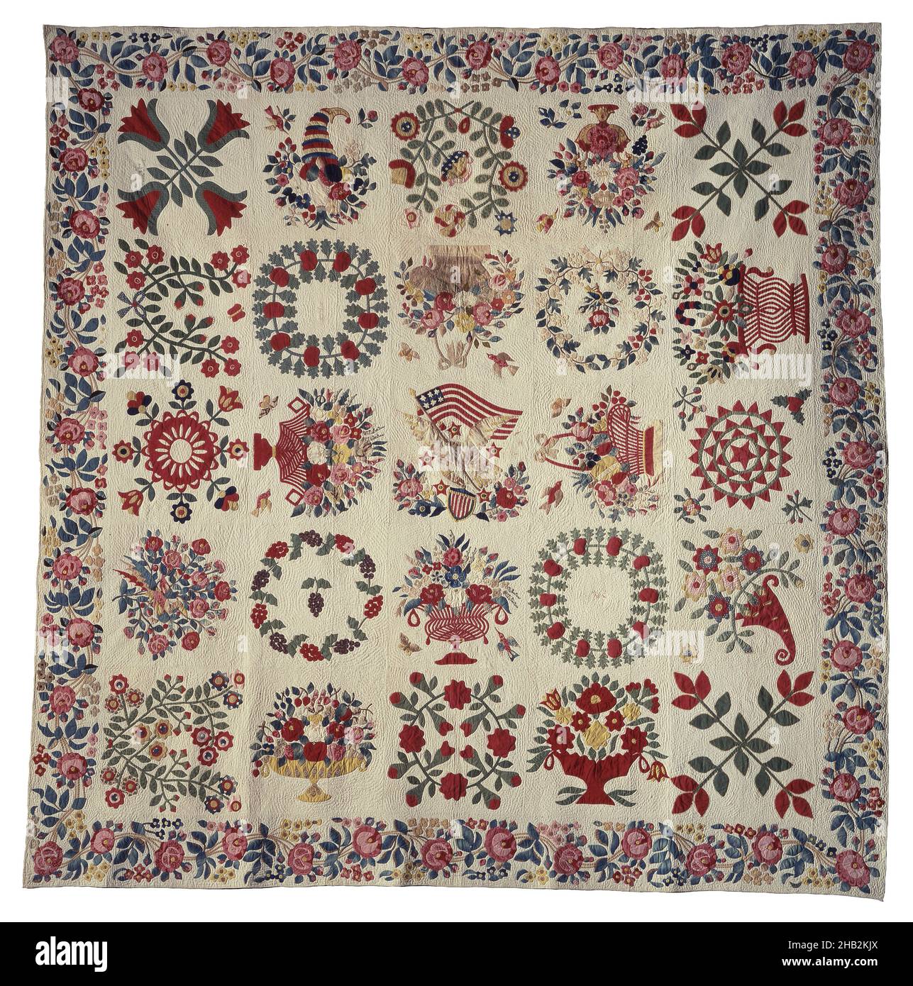 Album Quilt, American, 1848, Cotton, Made in Baltimore, Maryland, United States, North and Central America, Coverings & hangings, textiles, 100 1/4 x 100 1/4 in. (254.6 x 254.6 cm Stock Photo