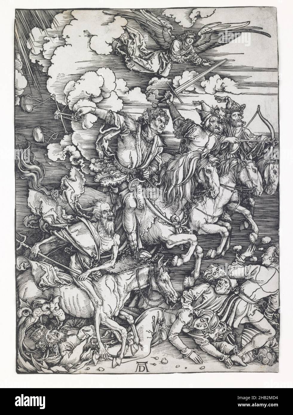 The Four Horsemen of the Apocalypse, Albrecht Dürer, German, 1471–1528, c.1497–98, Woodcut, Prints, image (irregular): 15 1/4 x 11 1/16 in. (38.7 x 28.1 cm Stock Photo