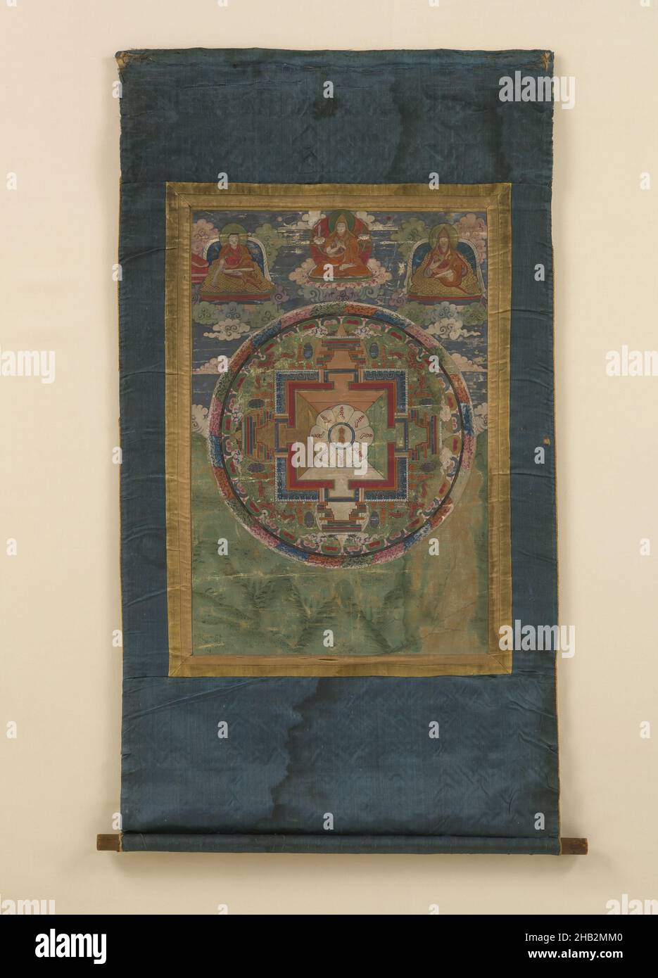 Symbol and Sound Mandala, Tibetan, 18th–19th century, Ink and color on cotton and silk, Tibet, Asia, Coverings & hangings, paintings, 36 1/4 in. x 22 in. (92.1 x 55.9 cm Stock Photo