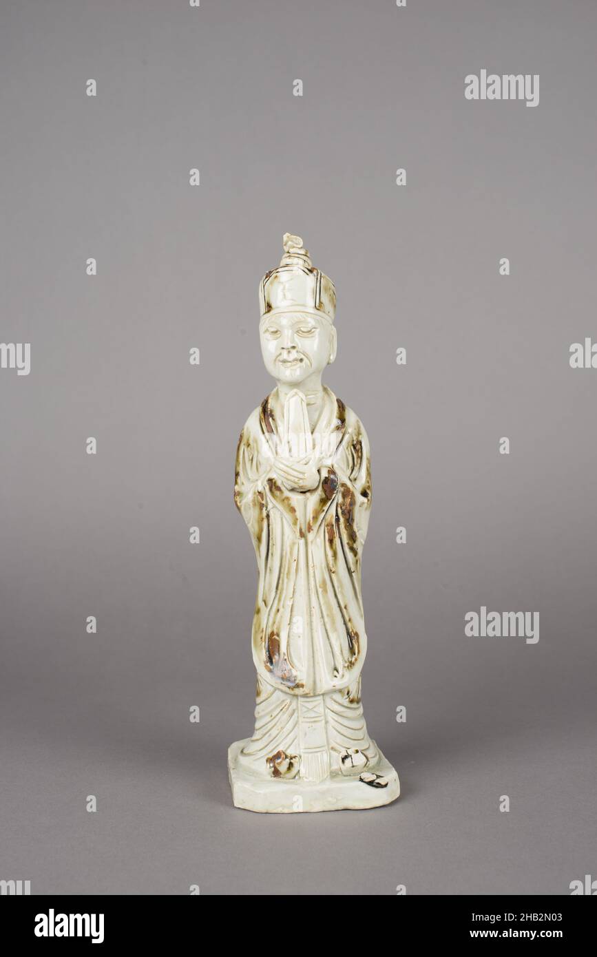 Standing Figurine Personifying a Sign of the Chinese Zodiac, Chinese, Southern Song dynasty, 1127–1279, mid- to late 12th century, Jingdezhen ware; porcelain with iron-brown decoration under bluish-white (qingbai) glaze, Made in China, Asia, Ceramics, sculpture, height: 10 7/16 in. (26.5 cm Stock Photo