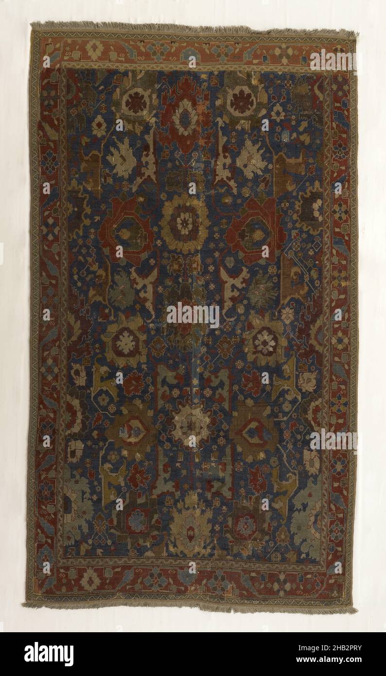 Fragmentary South Caucasus Carpet with Blossom Design, Transcaucasian, 19th century, Wool, Made in Caucasus, Azerbaijan, Asia, Coverings & hangings, textiles, 116 1/4 x 64 1/2 in. (295.3 x 163.8 cm Stock Photo
