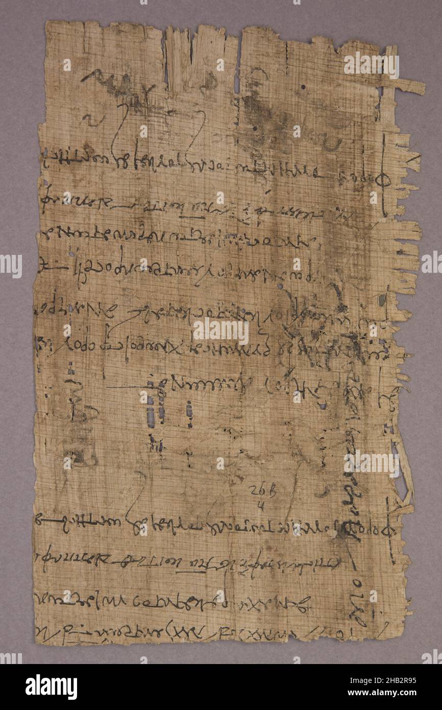 Papyrus Fragment, Egyptian, Roman period, 30 BC–395 AD, recto: AD 221–22, verso: 3rd century after AD 222, Ink on papyrus, Oxyrhynchus, Al Minya governorate, Egypt, Africa, Books & manuscripts, 6 1/4 x 3 7/8 in. (15.9 x 9.8 cm Stock Photo