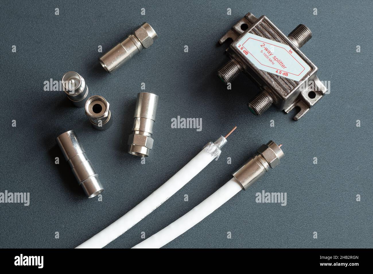 Tv connectors and splitter Stock Photo