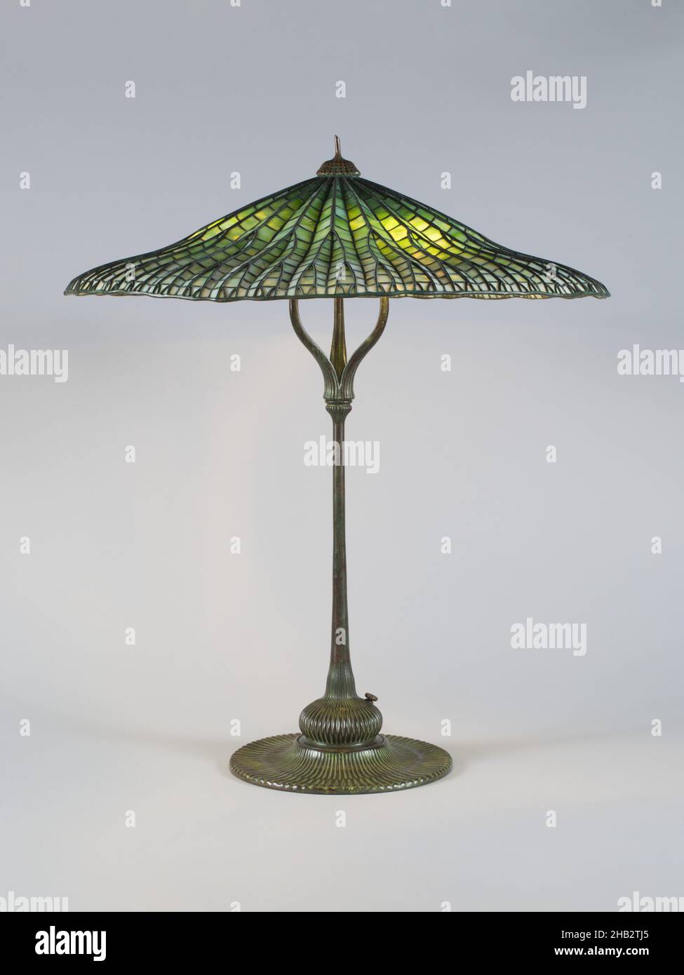 Lotus, Pagoda Lamp, Louis Comfort Tiffany, American, 1848–1933, Tiffany Studios, Corona, New York, 1900–1938, c.1900–1905, Bronze and leaded Favrile glass, Made in Corona, New York, United States, North and Central America, Glassware, lighting, 31 1/2  in. x 26 1/8 in. (80 x 66.4 cm Stock Photo