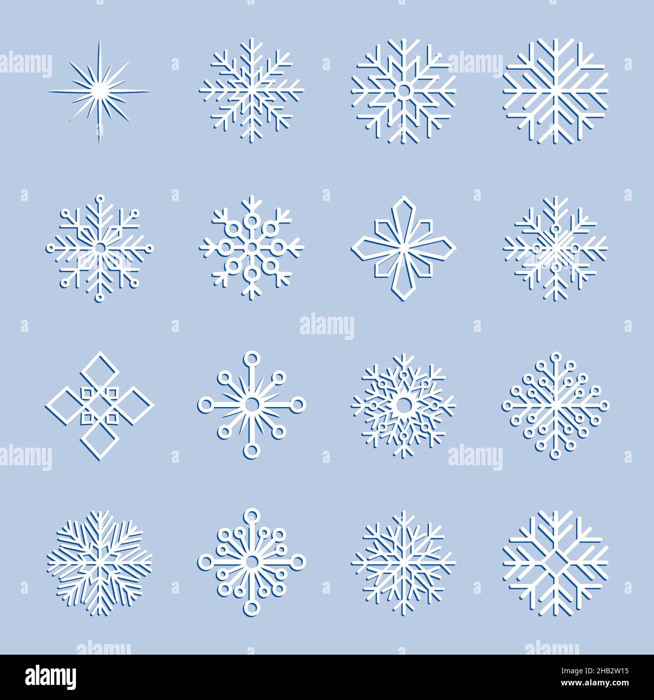 Set of snowflakes, vector illustration Stock Vector