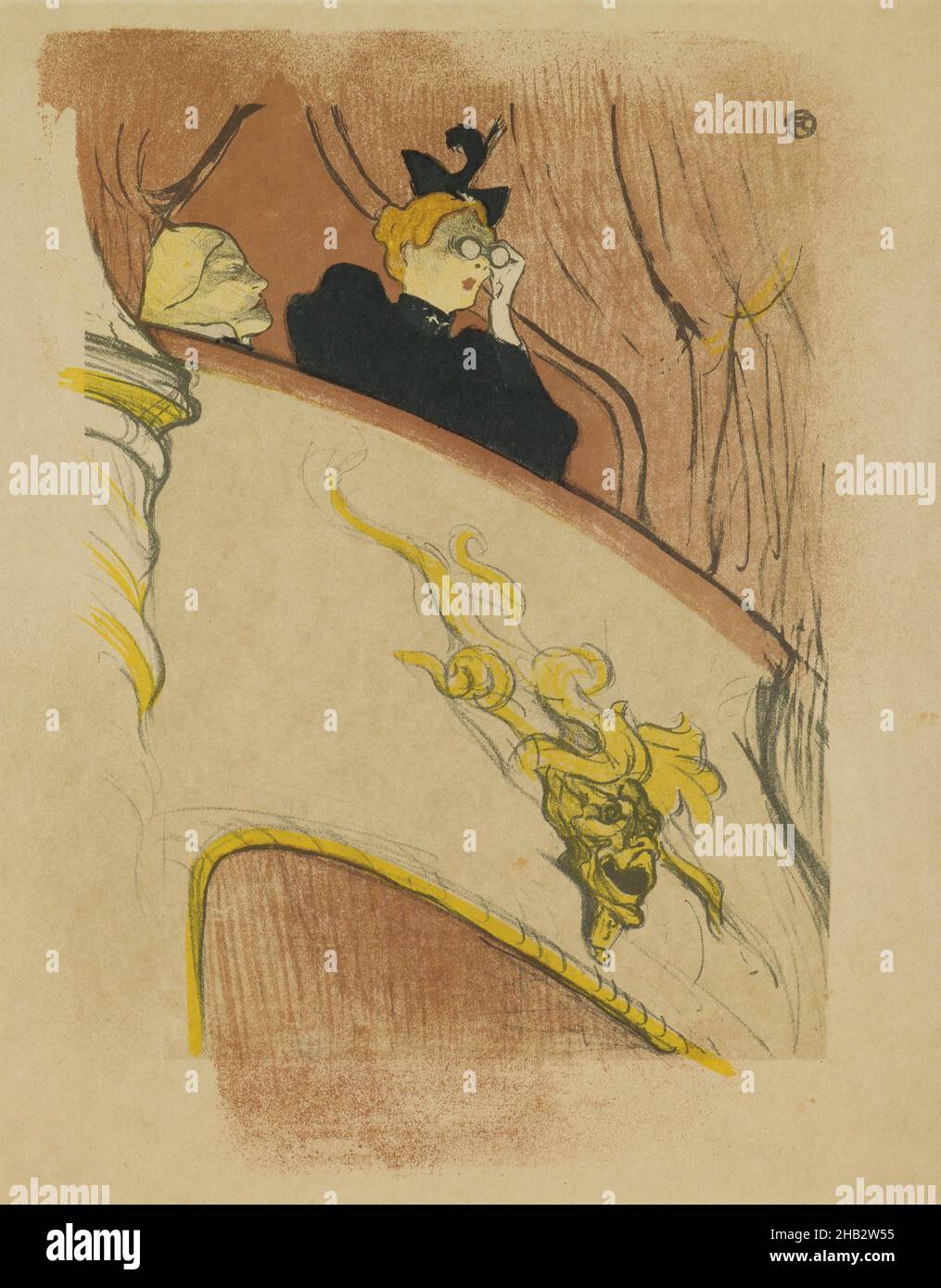 La Loge au Mascaron Doré, Henri de Toulouse-Lautrec, French, 1864–1901, 1893, Color lithograph, Made in Paris, Île-de-France, France, Europe, Prints, image: 14 1/2 × 11 1/2 in. (36.8 × 29.2 cm Stock Photo