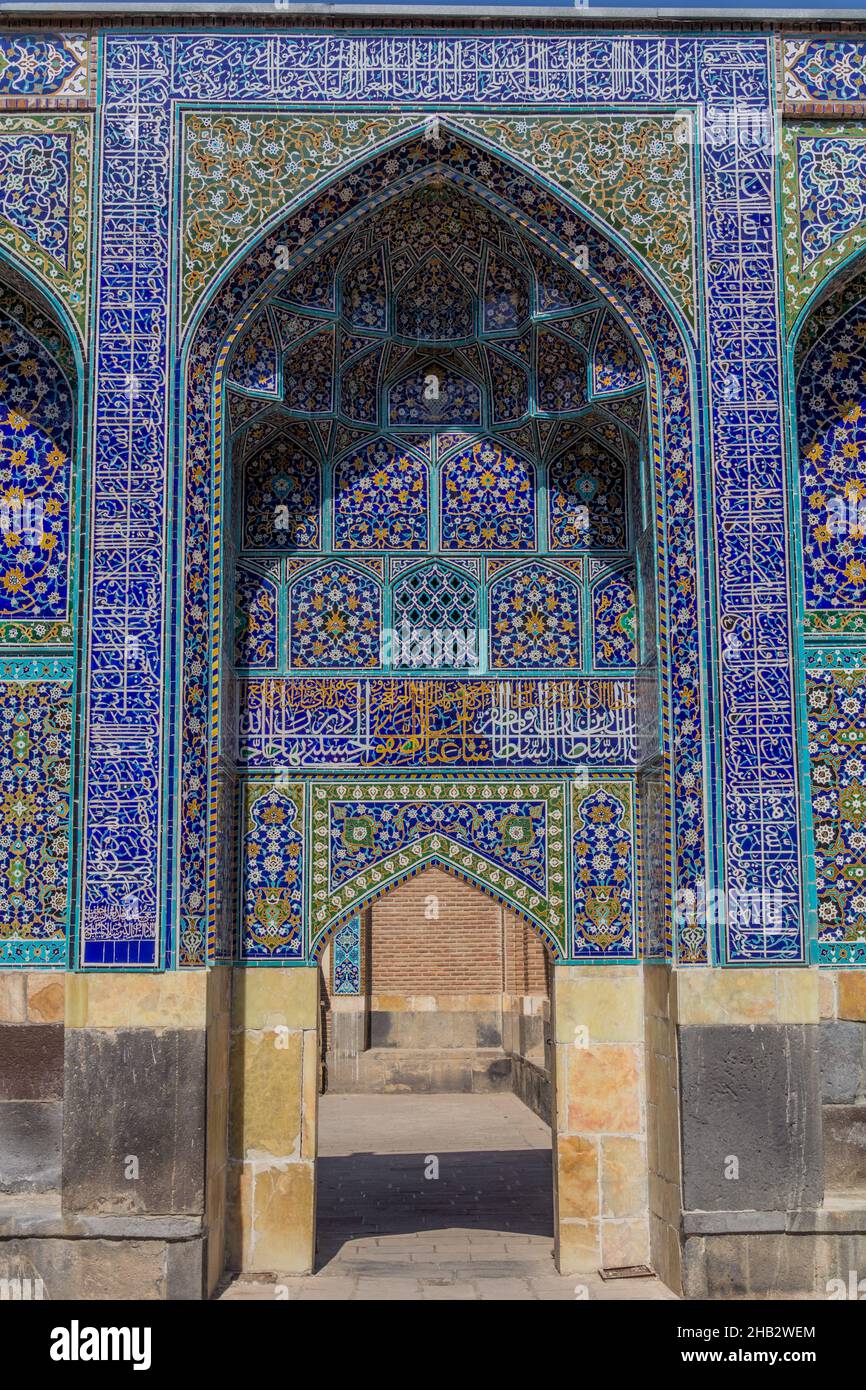 Iwan vaulted portal of Sheikh Safi Al-Din Ardabili Shrine in Ardabil, Iran Stock Photo