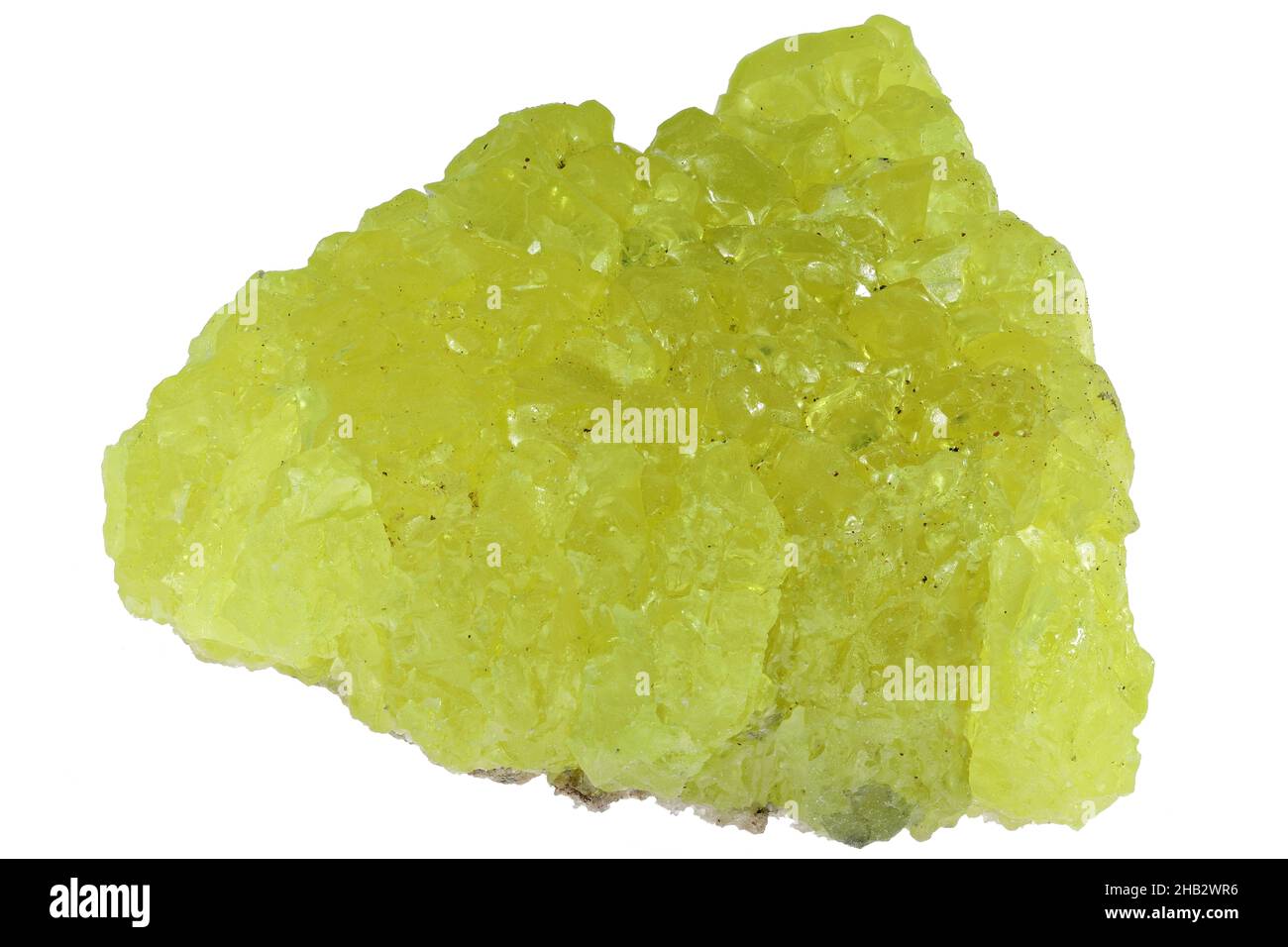 sulfur from El Desierto mine, San Pablo de Napa, Bolivia isolated on white background Stock Photo