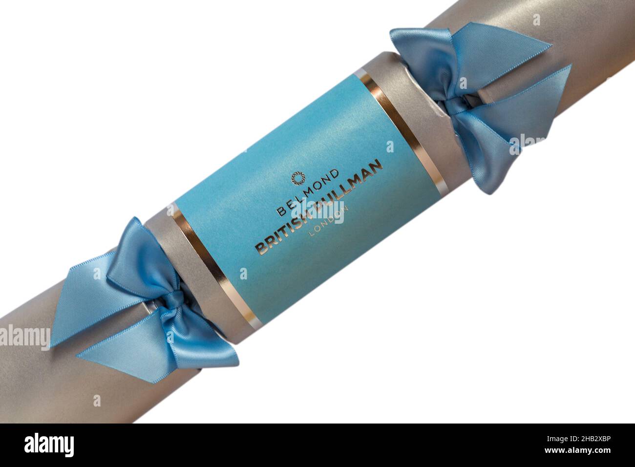 Belmond British Pullman luxury Christmas Cracker in silver and blue set on  white background Stock Photo - Alamy