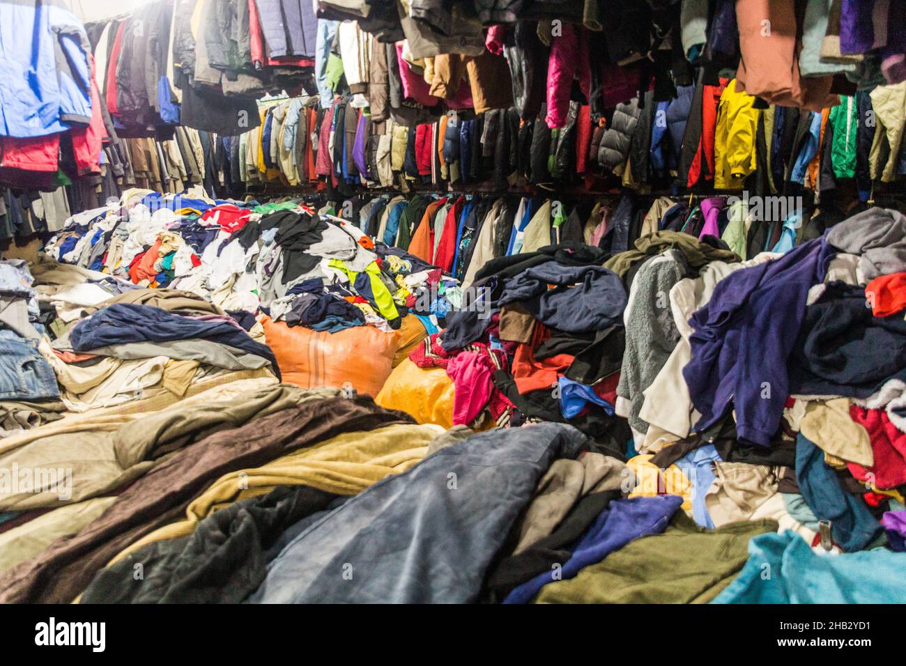 ARDABIL, IRAN - APRIL 11, 2018: Merchandise in a local clothes store in Ardabil, Iran Stock Photo