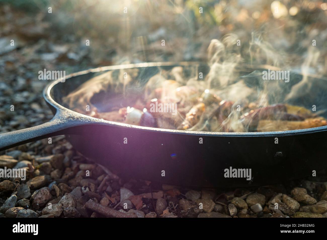 Outdoor cooking over fire Stock Photo Alamy