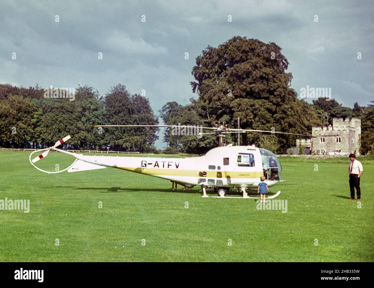 Ferranti Agusta-Bell 47J - 2A Ranger helicopter c 1967, Cirencester, Gloucestershire, England, UK Stock Photo