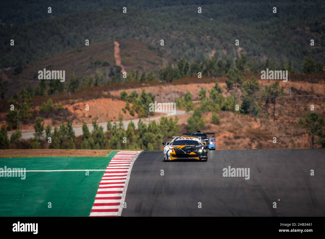 #66, JMW MOTORSPORT, GBR, Ferrari 488 GTE EVO, Rodrigo Sales (USA), Jody Fannin (GBR), Thong Wei Fung Shaun (HKG) 2021 European Le Mans Series, Portim Stock Photo