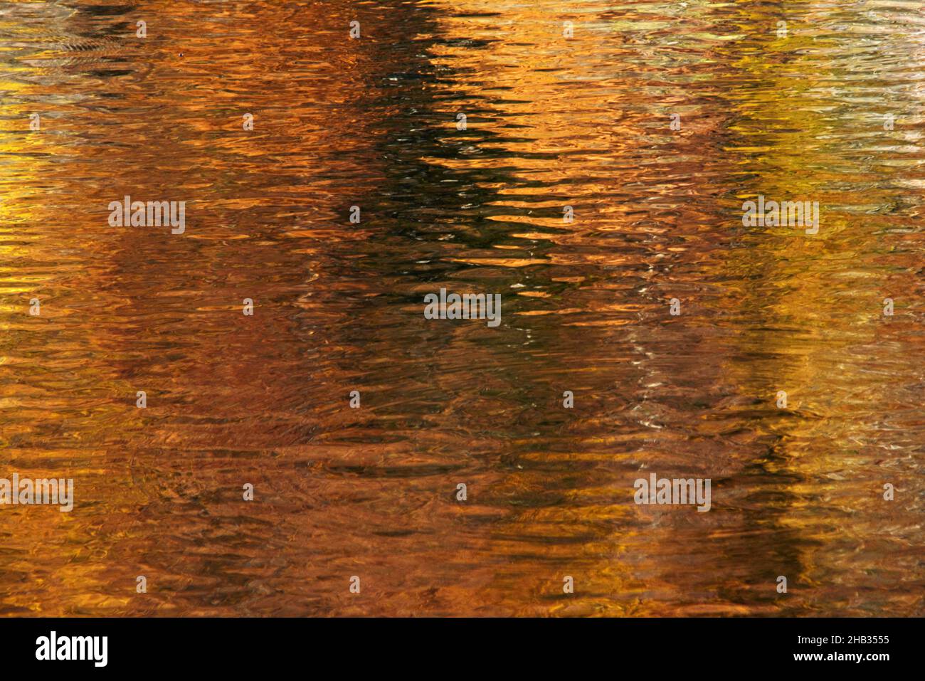 Beautiful view of a reflection on the water of autumn park with large ...