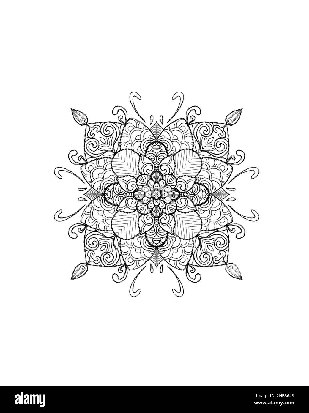Detailed sketch of a mandala, Mehmedi. beautiful ornament, oriental pattern.  Stock Photo