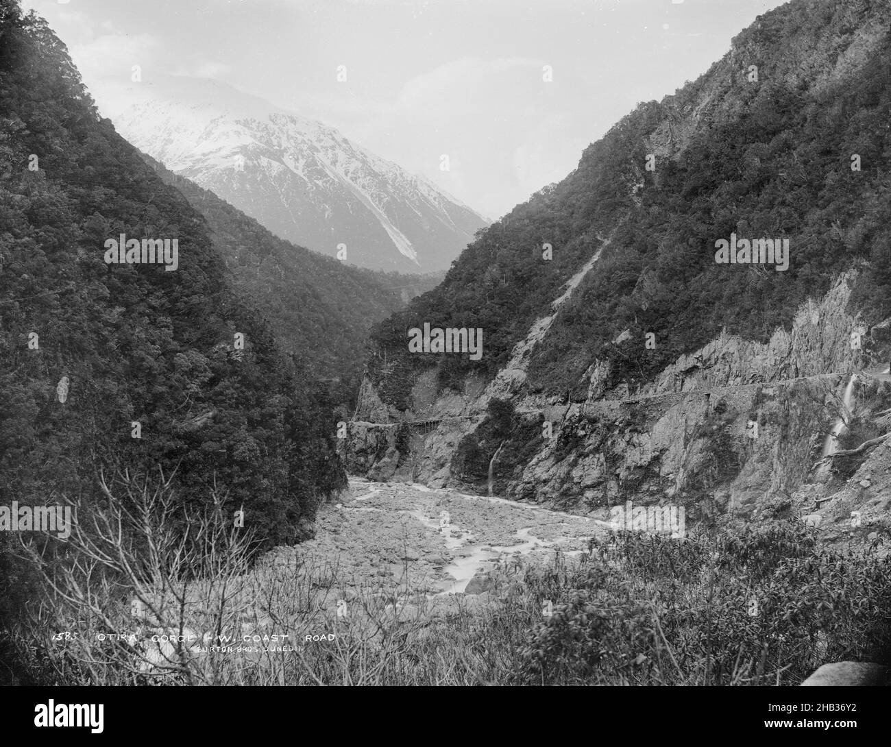 Otira Gorge, West Coast Road, Burton Brothers studio, photography studio, New Zealand, black-and-white photography Stock Photo