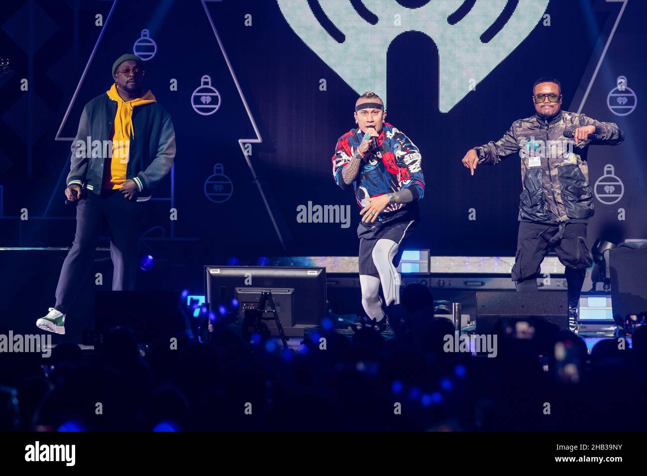 December 14, 2021, Washington, D.C, USA: WILL.I.AM, TABOO and APL.DE.AP of the Black Eyed Peas perform at the Hot 99.5 Jingle Ball at Capital One Arena in Washington, D.C. (Credit Image: © Kyle Gustafson/ZUMA Press Wire) Stock Photo