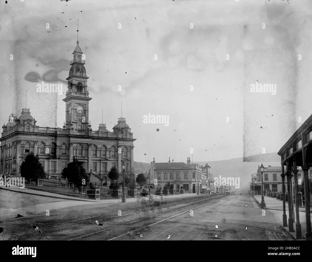 [Town Hall, looking down Street, Dunedin], Burton Brothers