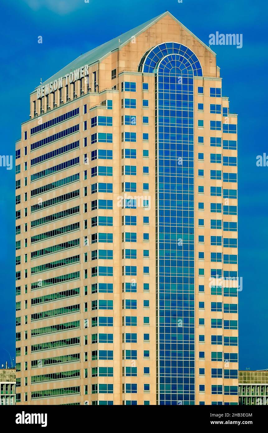 Benson Tower, formerly known as Dominion Tower and CNG Tower, is pictured, Dec. 13, 2021, in New Orleans, Louisiana. Stock Photo