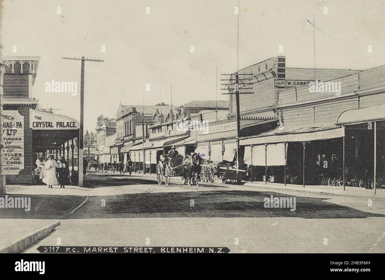 Market Street, Blenheim, New Zealand, Muir & Moodie studio, 1904-1915, Blenheim Stock Photo