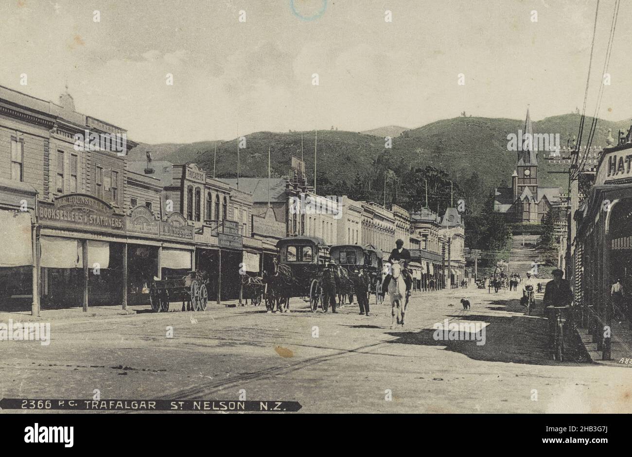 Trafalgar Street, Nelson, New Zealand, Muir & Moodie studio, 1909, Nelson Stock Photo