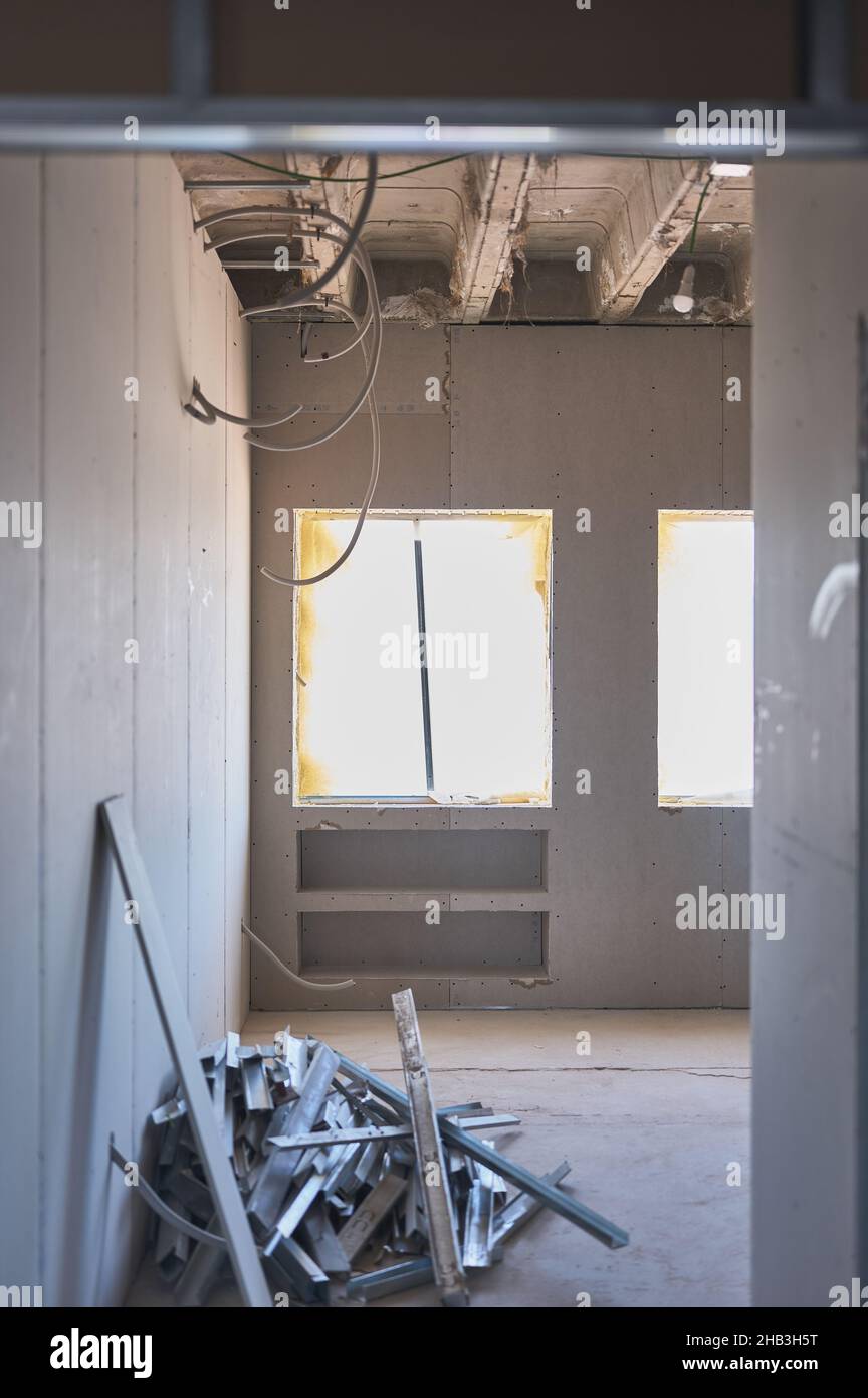 detail of a room under renovation on a building site Stock Photo
