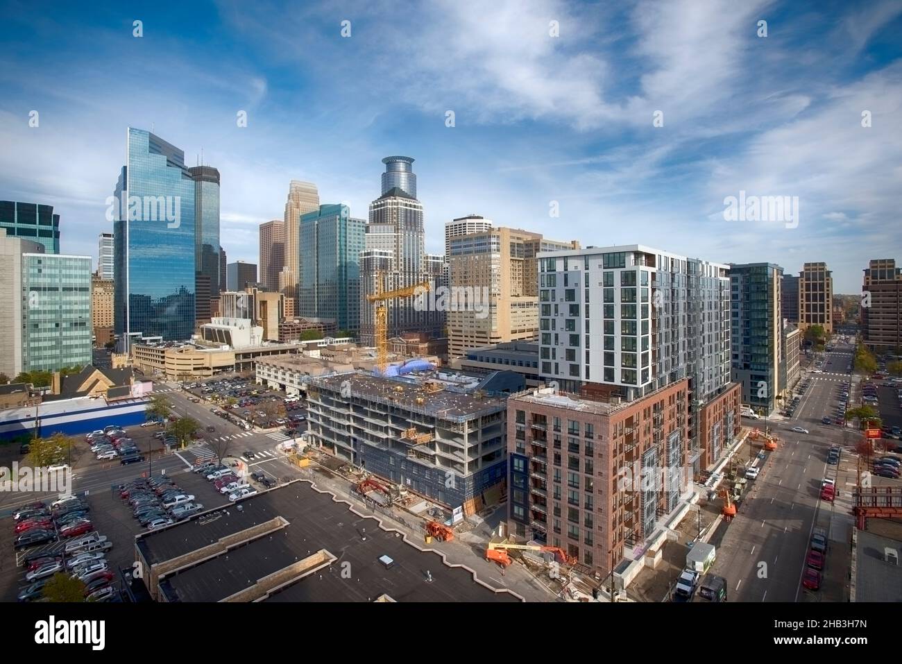 Minneapolis skyline, Portland Ave. Minnesota Stock Photo