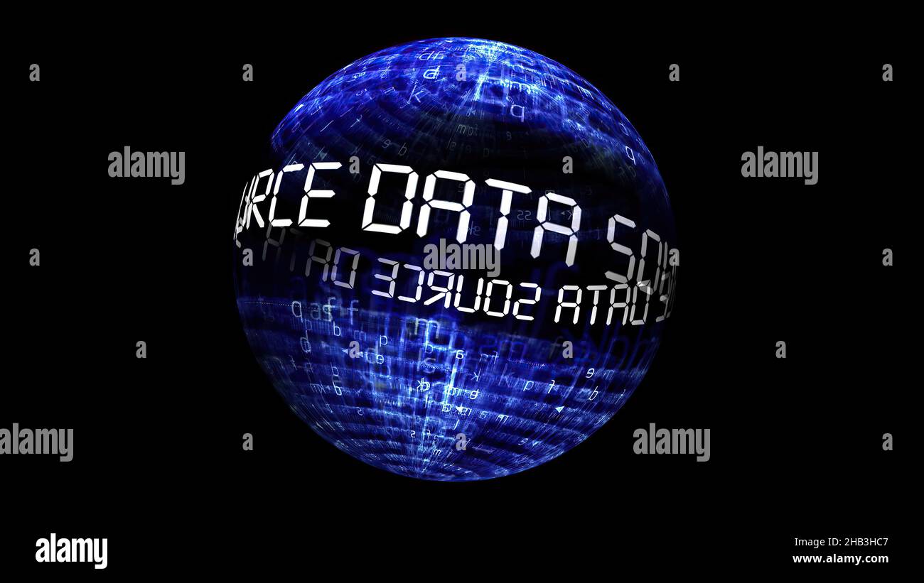 Data source concept on rotating sphere Stock Photo - Alamy