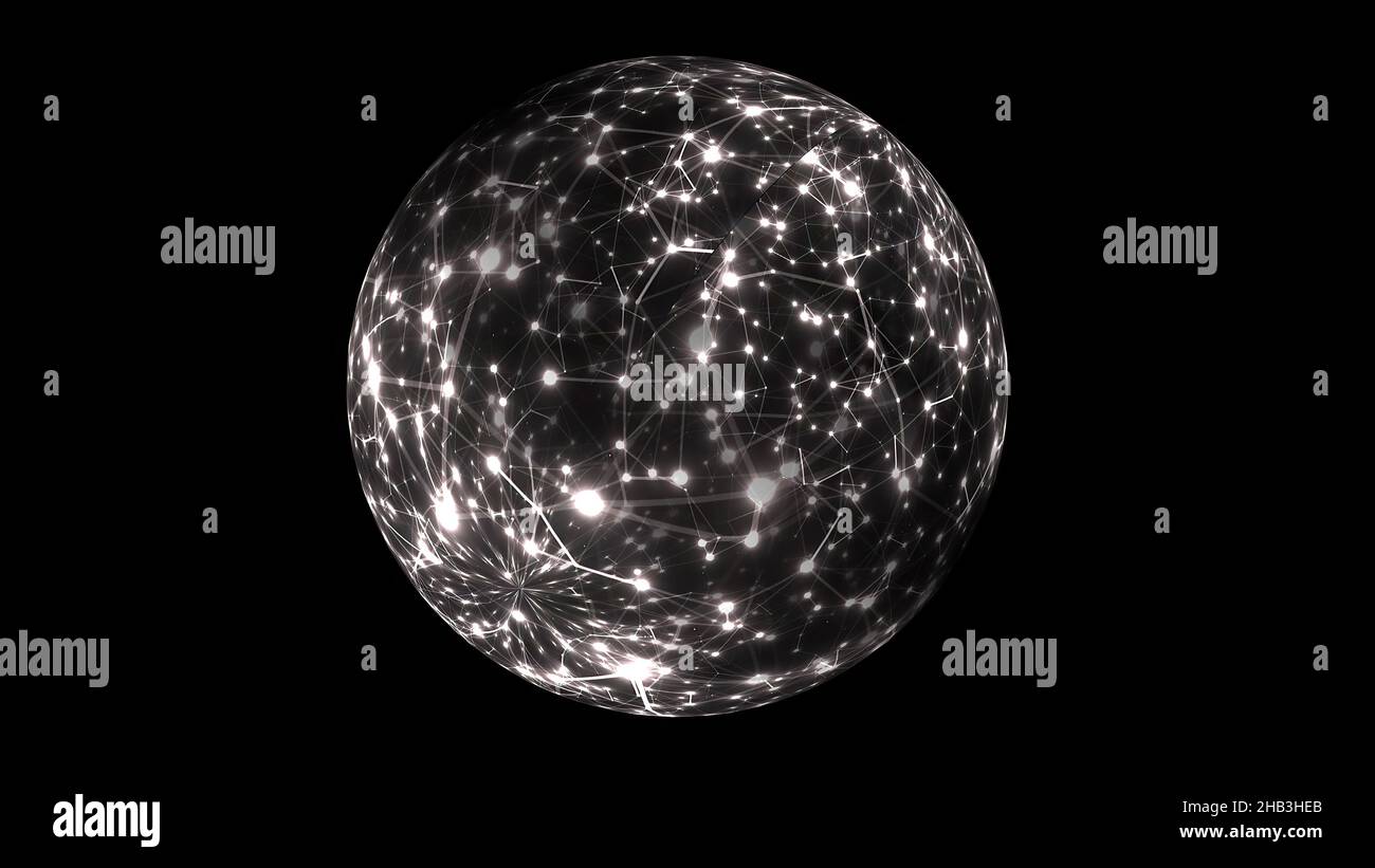 Abstract Plexus Technology Science on rotating sphere concept Stock Photo