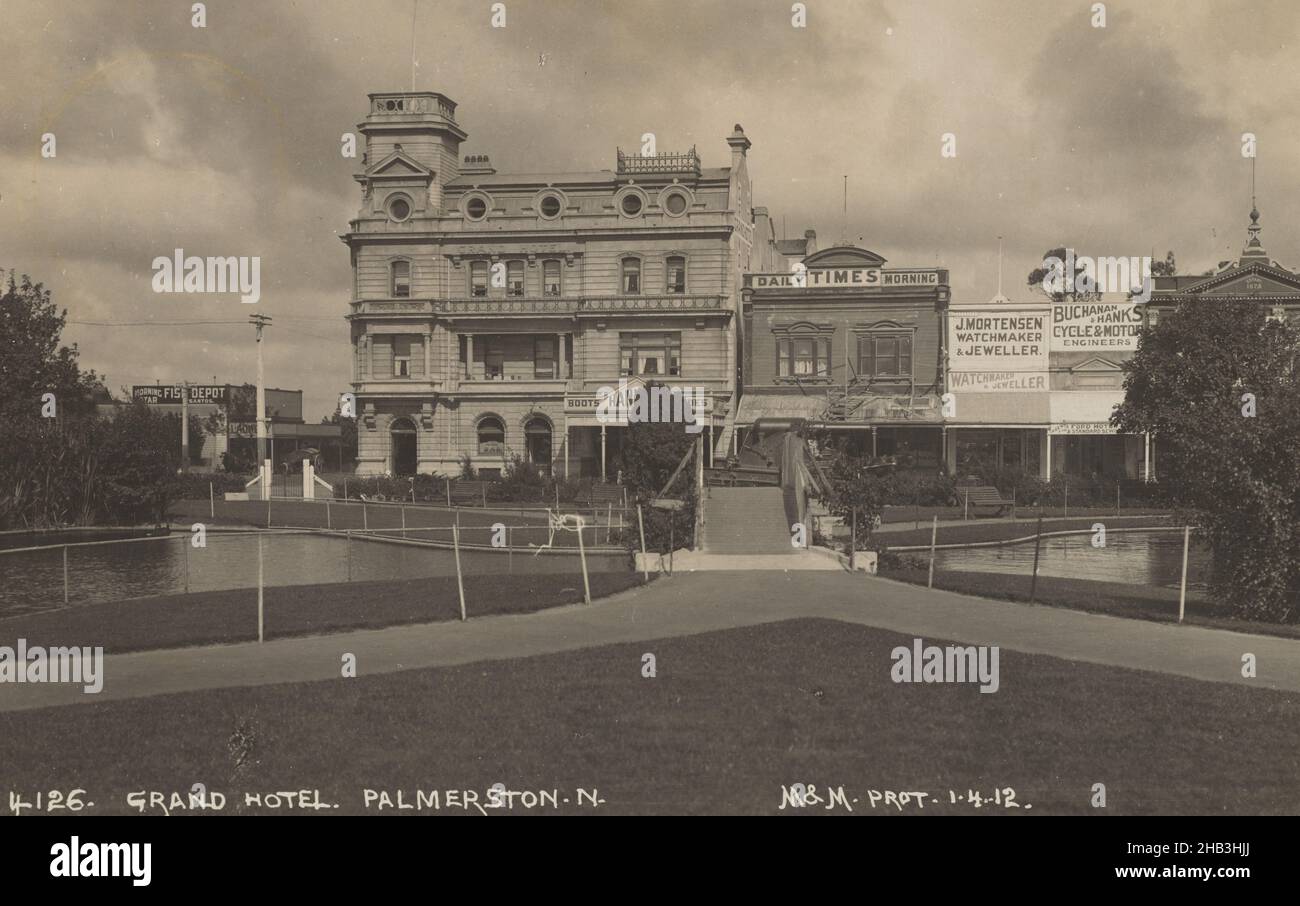 Grand Hotel, Palmerston North, Muir & Moodie studio, 1912, Palmerston