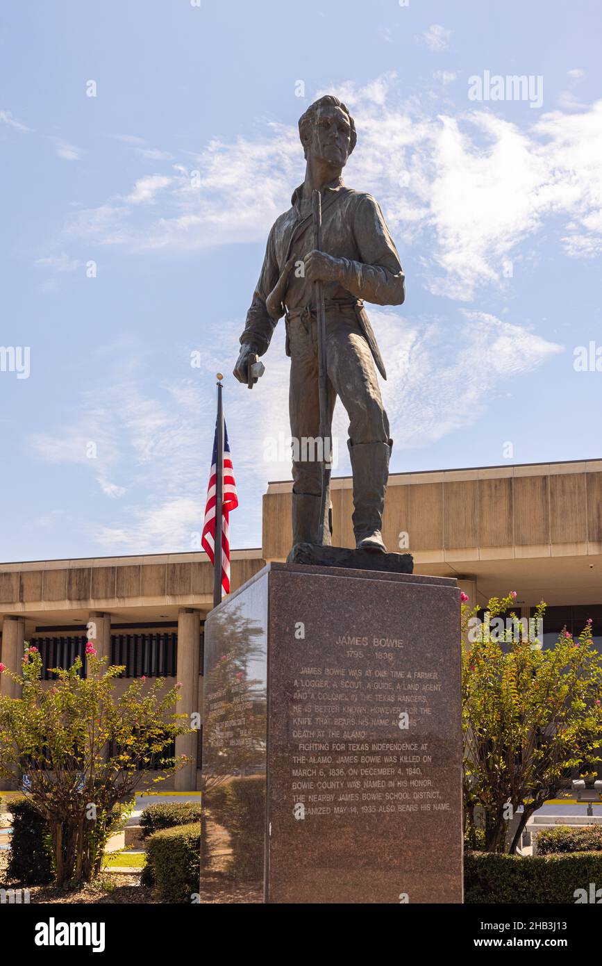 New Boston, Texas, USA September 26, 2021 Statue of James Bowie